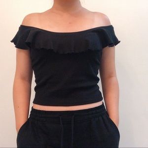 BP Black Ruffle Sleeveless Knit Top